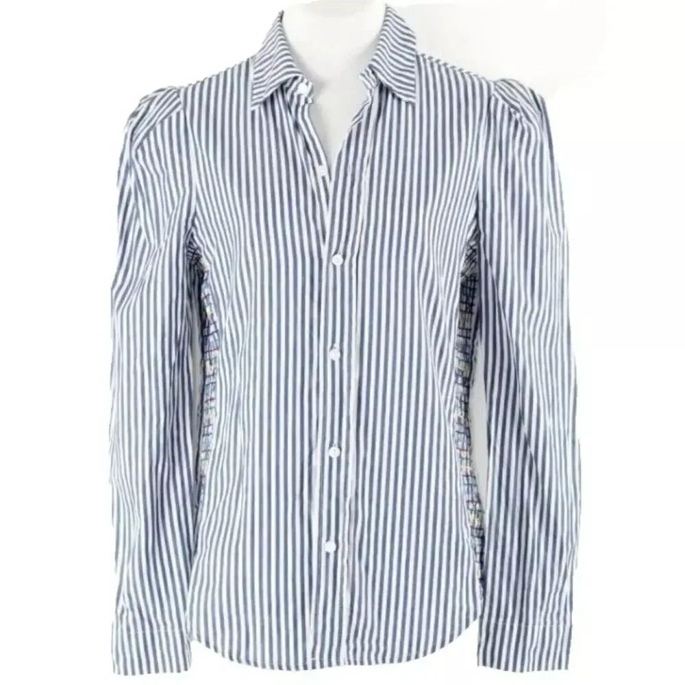 Greyson Blue White Stripe Multi-color Side Smock Long Sleeve Button-Down Shirt